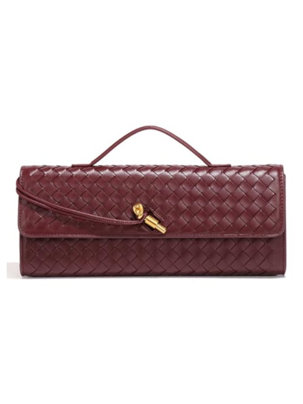 Woven Evening Bag Clutch Purse PU Leather Top-Handle Handbag